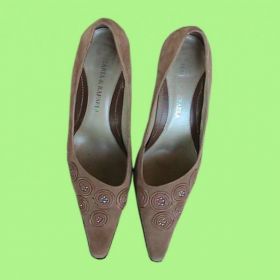 Туфли женские светло-коричневые замшевые итальянские
