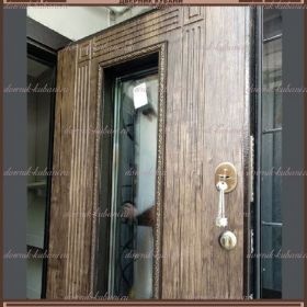 Входная дверь Ковка-1 Лесной орех со стекло-пакетом 100 мм..